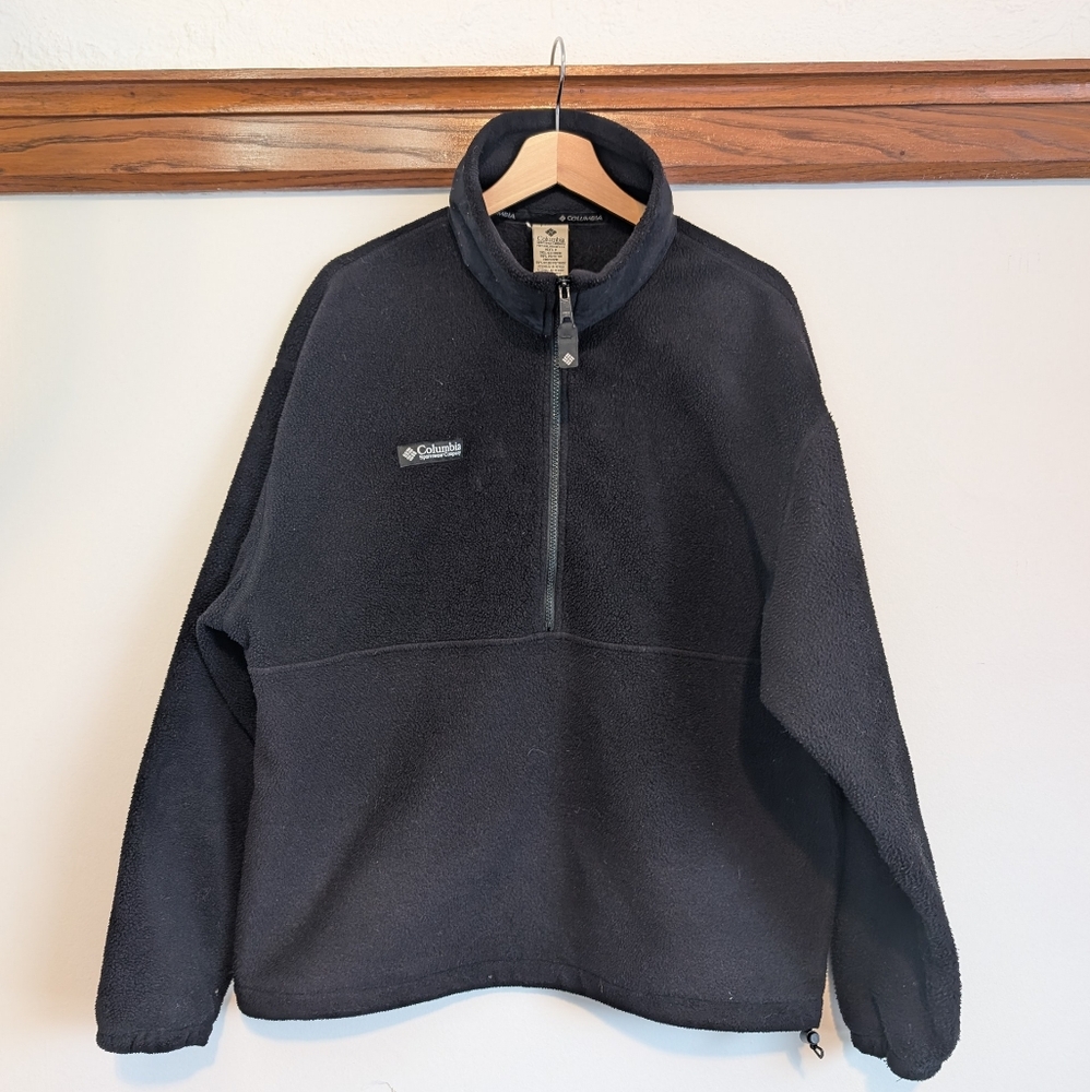 Vintage Columbia Fleece Men's Medium Half Zip Black Classic VTG Outdoor Hiking
